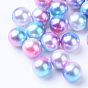 Perles acrylique imitation arc-en-ciel, perles de sirène gradient, sans trou, ronde
