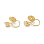 Brass Micro Pave Cubic Zirconia Clip-on Earrings Finding, Long-Lasting Plated