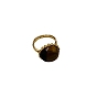 Natural Tiger Eye Half Round Adjustable Ring, Golden Brass Finger Ring