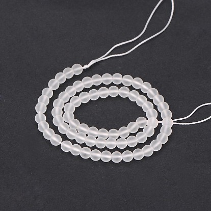 Frosted Natural Quartz Crystal Round Beads Strands