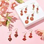 Boucles d'oreilles pendantes en alliage d'émail pour la Saint-Valentin avec épingles en laiton, formes mixtes