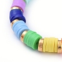 Handmade Polymer Clay Heishi Beads Stretch Bracelets, with Tibetan Style Alloy Beads