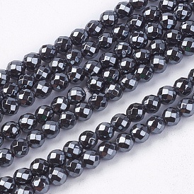 Non-magnétiques perles d'hématite synthétique brins, Grade a, facette, ronde