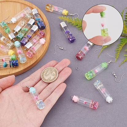 SUNNYCLUE DIY Earring Making Set Kits, with Glass Bottle Pendants and Brass Earring Hooks, Iron Open Jump Rings