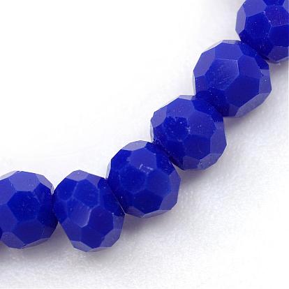 Hebras de perlas de vidrio sólida opacos, ronda facetada (32 facetas), 8 mm, agujero: 1 mm, sobre 72 unidades / cadena, 21.2 pulgada