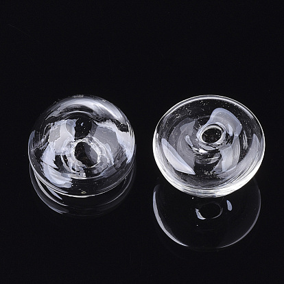 Handmade Blown Glass Bottles, for Glass Vial Pendants Making, Half Round
