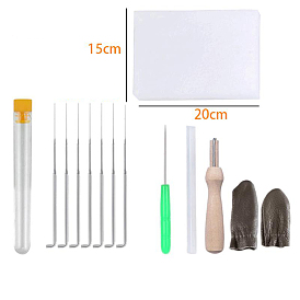 Kits de herramientas de fieltro de aguja, con palmadita de espuma, agujas con mango de madera, barras de pegamento y dedos