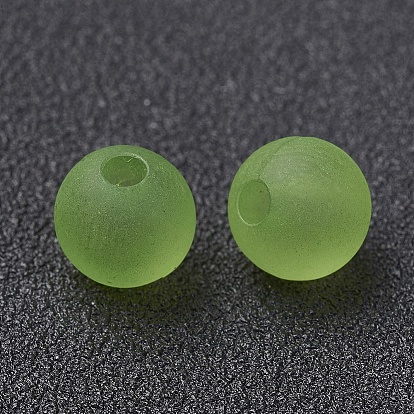 Transparent Acrylic Beads, Round, Frosted