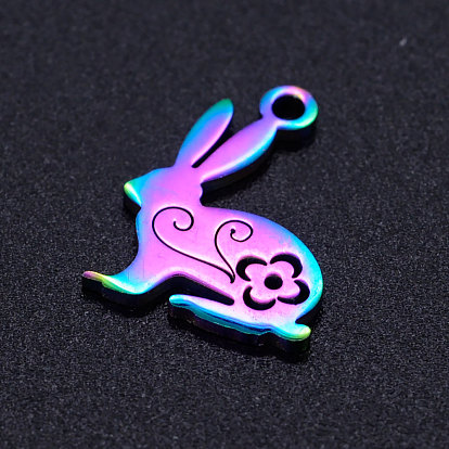 Placage ionique (ip) 201 pendentifs lapin en acier inoxydable, lapin, Lapin de Pâques