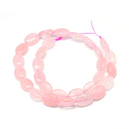 Natural Rose Quartz Flat Oval Bead Strands, 14x10x6mm, Hole: 1mm, about 29pcs/strand, 15.7 inch