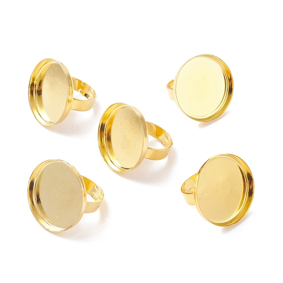 Tiges à anneau en laiton , accessoires compopsants tamon pour bagues, pour la fabrication de bijoux, réglable, ronde, 17mm, Plateau: 25 mm