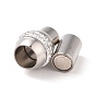 304 Stainless Steel Magnetic Clasps with Glue-in Ends, with Polymer Clay Rhinestone Beads, Oval, 17x10mm, Hole: 5mm