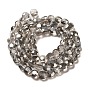 Glass Beads Strands, Faceted, Flat Round, 6x4mm, Hole: 1mm