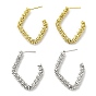 Rack Plating Brass Beaded Rhombus Stud Earrings for Women, Long-Lasting Plated, Lead Free & Cadmium Free