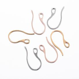 Ion Plating(IP) 304 Stainless Steel Earring Hooks, Ear Wire, with Horizontal Loop