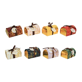 Gold Stamping Floral Paper Candy Storage Box with Ribbon, Candy Gift Bags Christmas Party Wedding Favors Bags