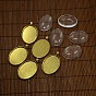 40x30mm Clear Oval Glass Cabochon Cover and Alloy Blank Pendant Cabochon Settings for DIY Portrait Pendant Making, Pendant: 50x32.5mm, Hole: 7mm, Tray: 40x30mm