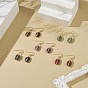 5 Pair 5 Style Natural Mixed Gemstone & Glass Seed Braided Oval Dangle Earrings Set, Golden Brass Wire Wrap Jewelry for Women