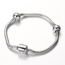 304 fabrication de bracelet de chaînes de serpent de style européen en acier inoxydable, fermoirs européennes