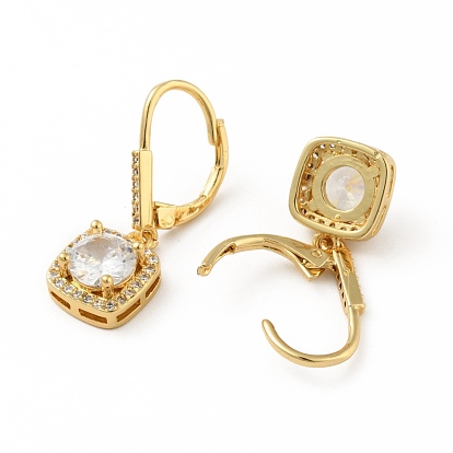 Boucles d'oreilles pendantes carrées en zircone cubique transparente, bijoux en laiton de placage de rack pour les femmes, sans cadmium et sans plomb