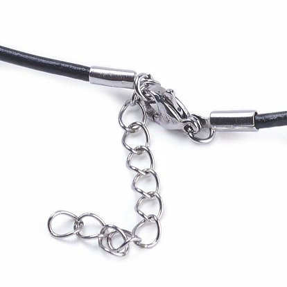 Polyester Cord Necklace Making, with 304 Stainless Steel Lobster Claw Clasps and Extender Chains