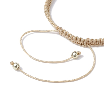 Synthetic Turquoise Cross & Imitation Pearl Braided Bead Bracelet, Adjustable Bracelet