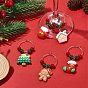 Breloques de verre à vin en résine de Noël, avec des boucles d'oreilles en laiton et des perles de jade de Malaisie naturelles et teintes., bonhomme en pain d'épice/arbre/maison/gants/chaussettes de Noël