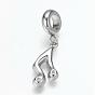 304 Stainless Steel European Dangle Charms, Large Hole Pendants, Musical Note