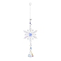 AB Color Glass Snowflake Pendant Decorations, Glass Round/Cone/Horse Eye/Diamond Charms and Iron Ring Suncatcher Window Hanging Ornament