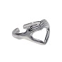 Titanium Steel Heart Hands Open Cuff Ring for Women