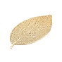Rack Plating Brass Filigree Big Pendants, Long-Lasting Plated, Leaf Charms