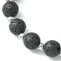 Gemstone Round & Cross Braided Bead Bracelets, Adjustable Nylon Cord Bracelets for Women