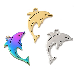 Ion Plating(IP) 304 Stainless Steel Pendants, Dolphin Charm