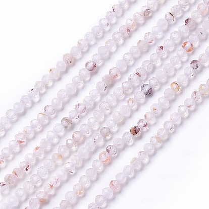 De perlas de cristal de cuarzo natural hebras, facetados, rondo