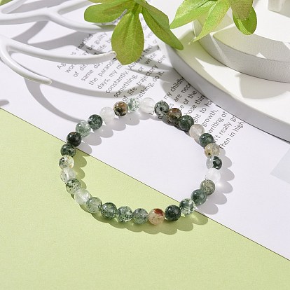 Natural Lodolite Quartz/Garden Quartz Round Beaded Stretch Bracelet, Gemstone Jewelry for Women