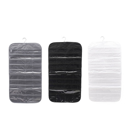 Non-Woven Fabrics Jewelry Hanging Display Bags, Wall Shelf Wardrobe Storage Bags, with Rotating Hook and Transparent PVC 80 Grids