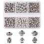 370 pcs 6 styles perles d'espacement en alliage de style tibétain, formes mixtes