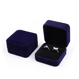 Квадратные бархатные коробки для хранения колец для пар, подарочный футляр для ювелирных изделий для кольца
