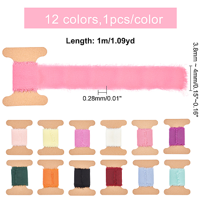 Benecreat 12 m 12 цвета полиэфирные ленты, необработанные края