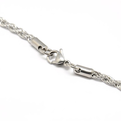 Fashionable 304 Stainless Steel Rope Chain Necklace Making, with Lobster Claw Clasps, 21.5 inch ~24 inch (546~609mm)x3mm
