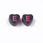 Craft Style Acrylic Beads, Horizontal Hole, Heart with Letter