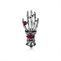 Halloween Theme Rhinestone Skull Hand Brooch Pin, Alloy Badge for Backpack Clothes