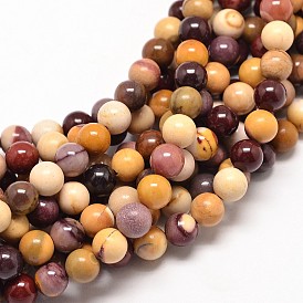 Mookaite naturel rangées de perles rondes