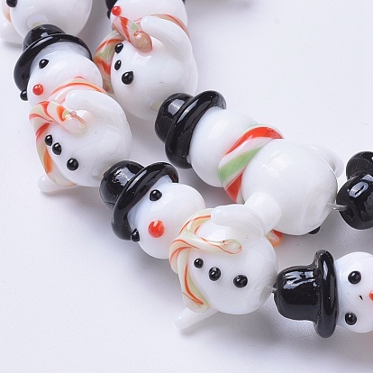 Handmade Lampwork Beads, For Christmas, Snowman