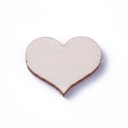Undyed Wood Cabochons, Heart