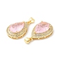 Real 16K Gold Plated Brass Micro Pave Cubic Zirconia Pendants, with Glass, Teardrop Charms