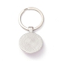 Pride Style Glass Keychain, with Platinum Plated Alloy Findings, Flat Round