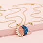 2Pcs Luminous Enamel Sun & Moon Match Couple Pendant Necklaces Set, Glow In The Dark Alloy Magnetic Jewelry for Kids