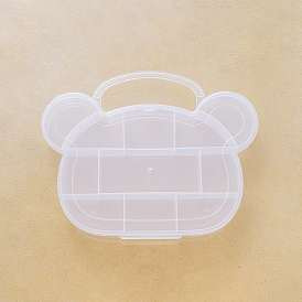 9 grilles en forme d'ours boîtes d'organisateur de bijoux en plastique, conteneur de stockage avec poignée