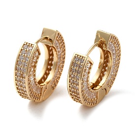 Brass Micro Pave Cubic Zirconia Thick Hoop Earrings, Long-Lasting Plated